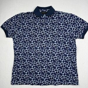 Etro Polo Shirt Mens 2XL Blue Paisley Cotton Knit Short Sleeve Made In Italy